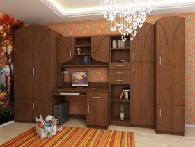 Буратино Детская Комплект мебели (Орех) в Омске - omsk.katalogmebeli.com | фото