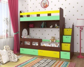 Детская двухъярусная кровать Юниор-1 Белый/Синий Распродажа в Омске - omsk.katalogmebeli.com | фото 4