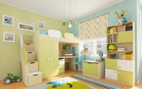 Детская комната Эппл (Зеленый/Белый/корпус Клен) в Омске - omsk.katalogmebeli.com | фото 2