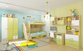 Детская комната Эппл (Зеленый/Белый/корпус Клен) в Омске - omsk.katalogmebeli.com | фото 3