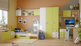 Детская комната Эппл (Зеленый/Белый/корпус Клен) в Омске - omsk.katalogmebeli.com | фото 11