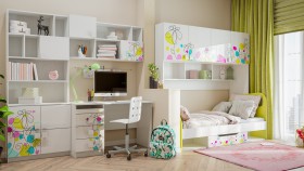 Детская комната Флер (Белый/корпус Выбеленное дерево) в Омске - omsk.katalogmebeli.com | фото 2