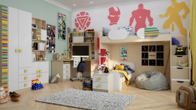 Детская комната Клаксон без машинок (Белый/корпус Клен) в Омске - omsk.katalogmebeli.com | фото 2