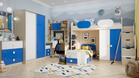 Детская комната Скай Люкс (Синий/Белый/корпус Клен) в Омске - omsk.katalogmebeli.com | фото 5