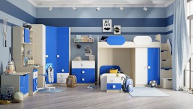 Детская комната Скай Люкс (Синий/Белый/корпус Клен) в Омске - omsk.katalogmebeli.com | фото 7