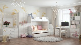 Детская комната Совушки (Белый/корпус Выбеленное дерево) в Омске - omsk.katalogmebeli.com | фото 3