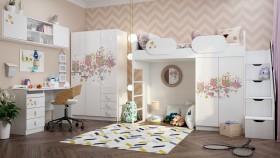 Детская комната Совушки (Белый/корпус Выбеленное дерево) в Омске - omsk.katalogmebeli.com | фото