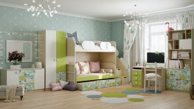 Детская комната Твит (Белый/Зеленый/корпус Клен) в Омске - omsk.katalogmebeli.com | фото 4