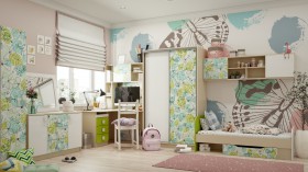 Детская комната Твит (Белый/Зеленый/корпус Клен) в Омске - omsk.katalogmebeli.com | фото