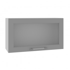 Гарда ВПГС 800 шкаф верхний горизонтальный со стеклом высокий (Белый Эмалит/корпус Серый) в Омске - omsk.katalogmebeli.com | фото