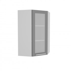 Гарда ВПУС 550 шкаф верхний угловой со стеклом высокий (Белый Эмалит/корпус Серый) в Омске - omsk.katalogmebeli.com | фото