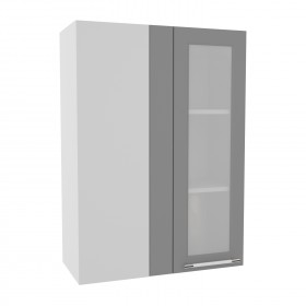 Гарда ВПУС 650 шкаф верхний угловой со стеклом высокий (Белый Эмалит/корпус Серый) в Омске - omsk.katalogmebeli.com | фото