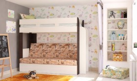 Кровать с диваном 75 Карамель Атлант (Венге Магия /Сосна Карелия/Савана) в Омске - omsk.katalogmebeli.com | фото 1