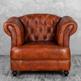 Кресло кожаное Лофт Честер-Нью (Коричневый, Рыжий) в Омске - omsk.katalogmebeli.com | фото 7