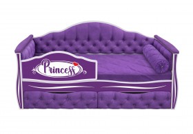 Кровать 160 серии Иллюзия 2 ящика 32 Фиолетовый (мягкие боковые накладки/подушка валик) в Омске - omsk.katalogmebeli.com | фото
