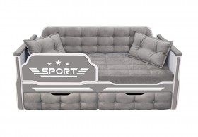 Кровать 160 серии Спорт 2 ящика 45 Серый (подушки) в Омске - omsk.katalogmebeli.com | фото