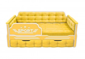 Кровать 160 серии Спорт 2 ящика 74 Жёлтый (мягкие боковые накладки) в Омске - omsk.katalogmebeli.com | фото 1