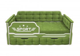 Кровать 160 серии Спорт 2 ящика 76 Зелёный (мягкие боковые накладки) в Омске - omsk.katalogmebeli.com | фото