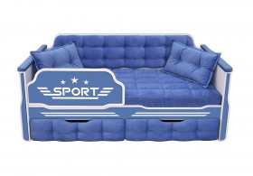 Кровать 160 серии Спорт 2 ящика 85 Синий (подушки) в Омске - omsk.katalogmebeli.com | фото
