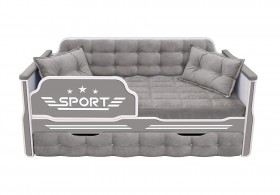 Кровать 170 серии Спорт 1 ящик 45 Серый (подушки) в Омске - omsk.katalogmebeli.com | фото
