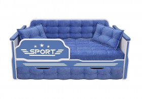 Кровать 170 серии Спорт 1 ящик 85 Синий (подушки) в Омске - omsk.katalogmebeli.com | фото