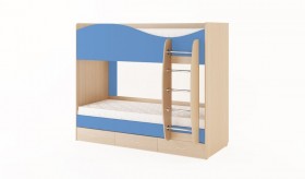 Кровать 2-х ярусная с ящиками (Беленый дуб/Синий) в Омске - omsk.katalogmebeli.com | фото 1