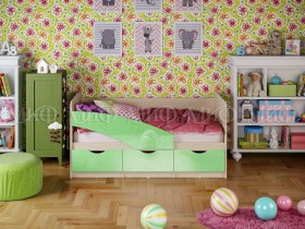 Кровать Бабочки 1,6м (Салатовый металлик) в Омске - omsk.katalogmebeli.com | фото