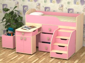 Кровать детская Фея 1.6 Дуб молочный/Розовый в Омске - omsk.katalogmebeli.com | фото