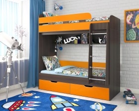 Кровать двухъярусная Юниор-5  Бодего/Оранжевый в Омске - omsk.katalogmebeli.com | фото 1