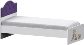 Кровать Каспер с мягкой спинкой и фотопечатью (800х1900)Белый/Фиолетовый в Омске - omsk.katalogmebeli.com | фото