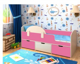 Кровать Малыш-мини Дуб молочный/Розовый в Омске - omsk.katalogmebeli.com | фото