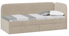 Кровать «Молли» с мягкой обивкой (900) тип 1 (Микровелюр Scandi Cream 03) в Омске - omsk.katalogmebeli.com | фото 1