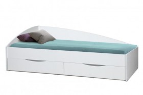 Кровать одинарная "Фея - 3" (асимметричная) (2000х900) New/(белый / белый / ДВПО белый) в Омске - omsk.katalogmebeli.com | фото