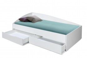 Кровать одинарная "Фея - 3" (асимметричная) (2000х900) New/(белый / белый / ДВПО белый) в Омске - omsk.katalogmebeli.com | фото 3
