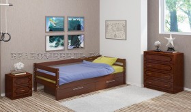Кровать одинарная ГЛОРИЯ из массива сосны  900*2000 (Орех) в Омске - omsk.katalogmebeli.com | фото