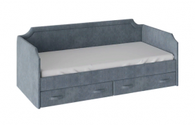 Кровать с мягкой обивкой и ящиками «Кантри» Тип 1 (900) (Замша синяя) в Омске - omsk.katalogmebeli.com | фото 1
