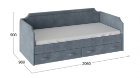 Кровать с мягкой обивкой и ящиками «Кантри» Тип 1 (900) (Замша синяя) в Омске - omsk.katalogmebeli.com | фото 3