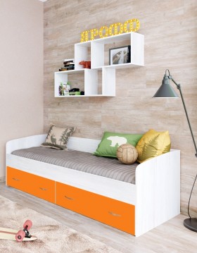Кровать с выкатными ящиками Винтерберг/Оранжевый в Омске - omsk.katalogmebeli.com | фото