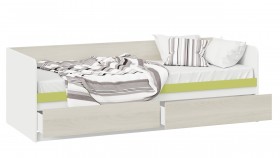 Кровать «Сканди» с 2 ящиками Дуб Гарден/Белый/Зеленый в Омске - omsk.katalogmebeli.com | фото 2