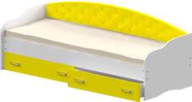 Кровать Софа-7 с мягкой спинкой (800х1900) Белый/Желтый в Омске - omsk.katalogmebeli.com | фото