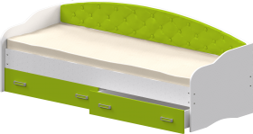 Кровать Софа-7 с мягкой спинкой (800х1900) Белый/Лайм в Омске - omsk.katalogmebeli.com | фото