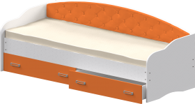 Кровать Софа-7 с мягкой спинкой (800х1900) Белый/Оранжевый в Омске - omsk.katalogmebeli.com | фото