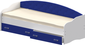 Кровать Софа-7 с мягкой спинкой (800х1900) Белый/Синий в Омске - omsk.katalogmebeli.com | фото