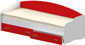 Кровать Софа-7 с мягкой спинкой (800х2000) Белый/Красный в Омске - omsk.katalogmebeli.com | фото