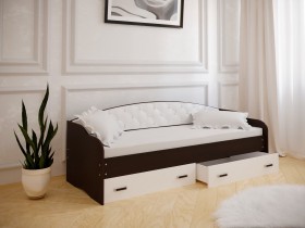 Кровать Софа-8 с мягкой спинкой (900х1900) Венге/ Белый в Омске - omsk.katalogmebeli.com | фото
