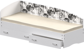 Кровать Софа-9 с мягкой спинкой с рисунком Милана (900х1900) Белый в Омске - omsk.katalogmebeli.com | фото