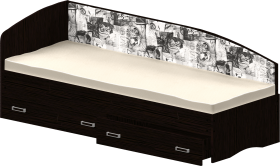 Кровать Софа-9 с мягкой спинкой с рисунком Милана (900х2000) Венге в Омске - omsk.katalogmebeli.com | фото 1