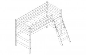Кровать Соня вариант 6 полувысокая с наклонной лестницей Белый полупрозрачный в Омске - omsk.katalogmebeli.com | фото 3