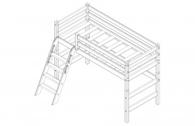 Кровать Соня вариант 6 полувысокая с наклонной лестницей Белый полупрозрачный в Омске - omsk.katalogmebeli.com | фото 4