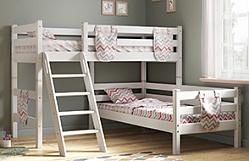 Кровать Соня вариант 8 угловая с наклонной лестницей Белый полупрозрачный в Омске - omsk.katalogmebeli.com | фото